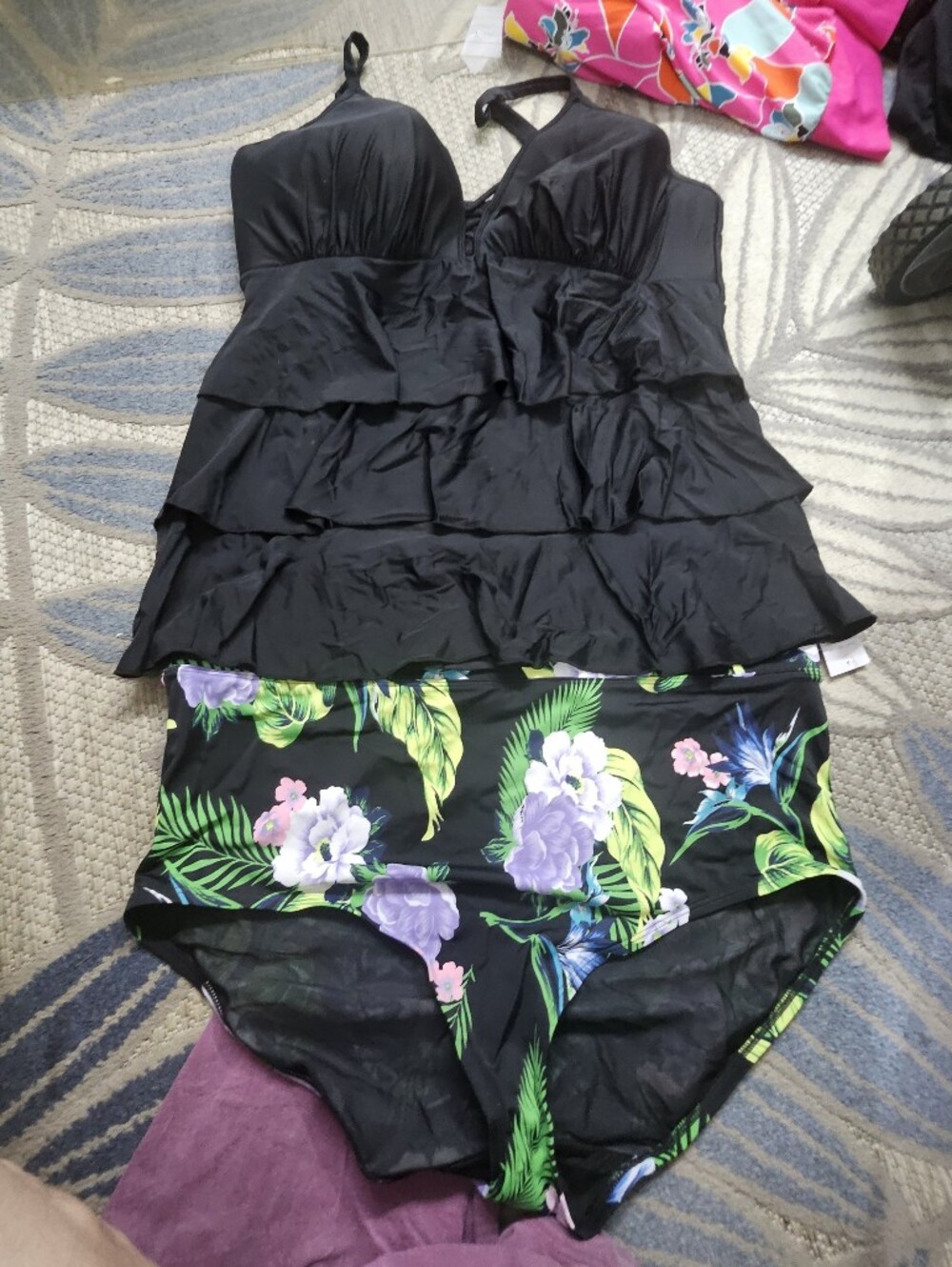 Cacique Black Floral 2 Piece